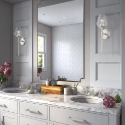 Willow 1-Light Brushed Nickel Wall Sconce with Clear Glass by Livex Lighting -Livex Lighting shop brushed nickel livex lighting vanity lighting 17471 91 1d 1000