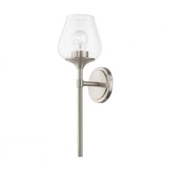 Willow 1-Light Brushed Nickel Wall Sconce with Clear Glass by Livex Lighting -Livex Lighting shop brushed nickel livex lighting vanity lighting 17471 91 44 1000