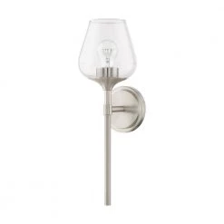 Willow 1-Light Brushed Nickel Wall Sconce with Clear Glass by Livex Lighting -Livex Lighting shop brushed nickel livex lighting vanity lighting 17471 91 c3 1000