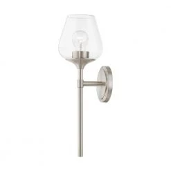 Willow 1-Light Brushed Nickel Wall Sconce with Clear Glass by Livex Lighting -Livex Lighting shop brushed nickel livex lighting vanity lighting 17471 91 fa 1000