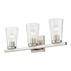 Cityview 22.5 in. 3-Light Brushed Nickel Vanity Light with Clear Glass Shades by Livex Lighting -Livex Lighting shop brushed nickel livex lighting vanity lighting 17623 91 1f 1000