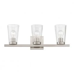 Cityview 22.5 in. 3-Light Brushed Nickel Vanity Light with Clear Glass Shades by Livex Lighting -Livex Lighting shop brushed nickel livex lighting vanity lighting 17623 91 4f 1000