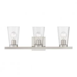 Cityview 22.5 in. 3-Light Brushed Nickel Vanity Light with Clear Glass Shades by Livex Lighting