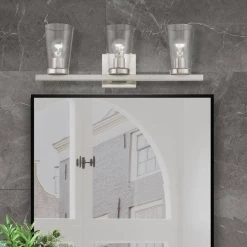 Cityview 22.5 in. 3-Light Brushed Nickel Vanity Light with Clear Glass Shades by Livex Lighting -Livex Lighting shop brushed nickel livex lighting vanity lighting 17623 91 66 1000