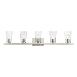Cityview 40 in. 5-Light Brushed Nickel Vanity Light with Clear Glass Shades by Livex Lighting -Livex Lighting shop brushed nickel livex lighting vanity lighting 17625 91 1f 1000