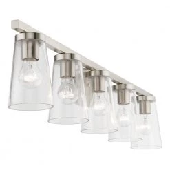 Cityview 40 in. 5-Light Brushed Nickel Vanity Light with Clear Glass Shades by Livex Lighting -Livex Lighting shop brushed nickel livex lighting vanity lighting 17625 91 76 1000