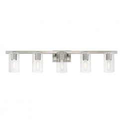 Clarion 42 in. 5-Light Brushed Nickel Vanity Light with Clear Glass Shades by Livex Lighting -Livex Lighting shop brushed nickel livex lighting vanity lighting 18035 91 1f 1000
