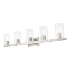 Clarion 42 in. 5-Light Brushed Nickel Vanity Light with Clear Glass Shades by Livex Lighting -Livex Lighting shop brushed nickel livex lighting vanity lighting 18035 91 44 1000