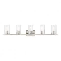 Clarion 42 in. 5-Light Brushed Nickel Vanity Light with Clear Glass Shades by Livex Lighting