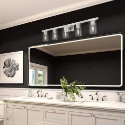 Clarion 42 in. 5-Light Brushed Nickel Vanity Light with Clear Glass Shades by Livex Lighting -Livex Lighting shop brushed nickel livex lighting vanity lighting 18035 91 66 1000