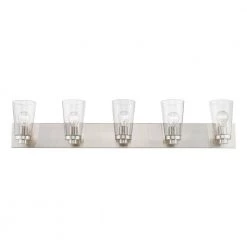 Cityview 40 in. 5-Light Brushed Nickel Vanity Light with Clear Glass Shades by Livex Lighting -Livex Lighting shop brushed nickel livex lighting vanity lighting 18185 91 4f 1000
