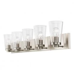 Cityview 40 in. 5-Light Brushed Nickel Vanity Light with Clear Glass Shades by Livex Lighting -Livex Lighting shop brushed nickel livex lighting vanity lighting 18185 91 76 1000