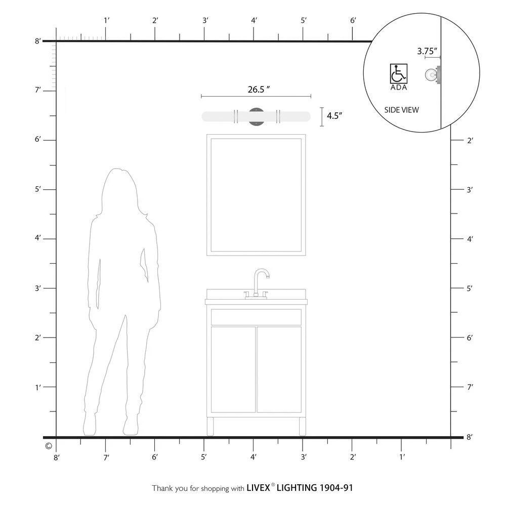 Pelham 4 Light Brushed Nickel Bath Vanity by Livex Lighting 4 Pelham 4 Light Brushed Nickel Bath Vanity by Livex Lighting - Image 4