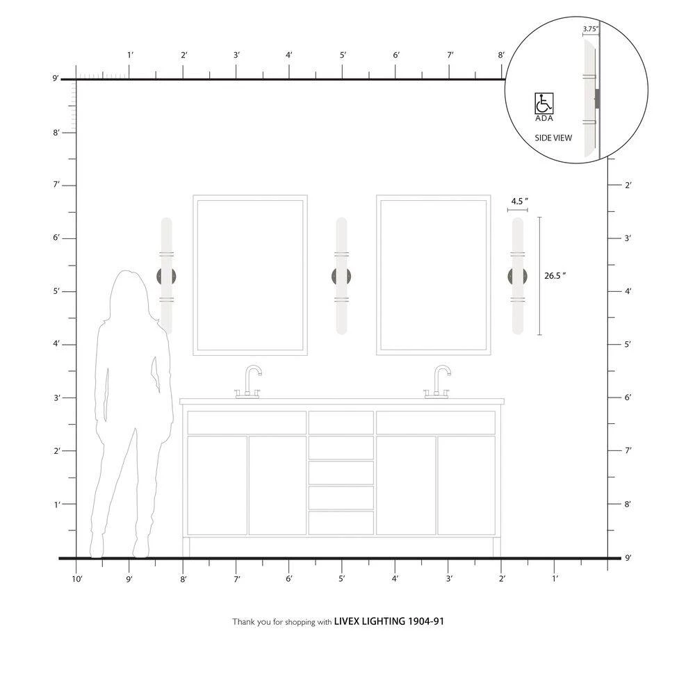 Pelham 4 Light Brushed Nickel Bath Vanity by Livex Lighting 5 Pelham 4 Light Brushed Nickel Bath Vanity by Livex Lighting - Image 5