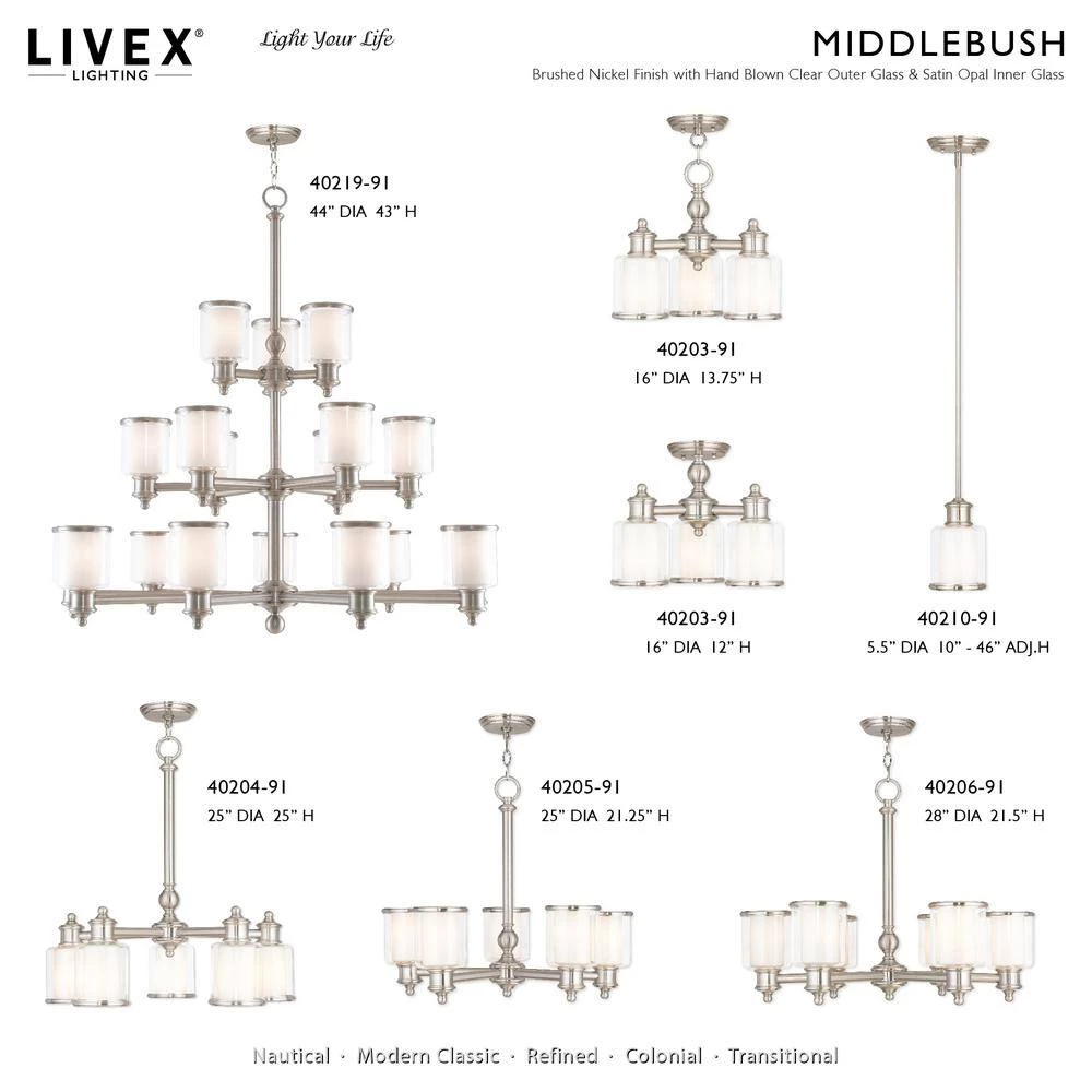 Middlebush 6 Light Brushed Nickel Vanity Sconce by Livex Lighting 13 Middlebush 6 Light Brushed Nickel Vanity Sconce by Livex Lighting - Image 13