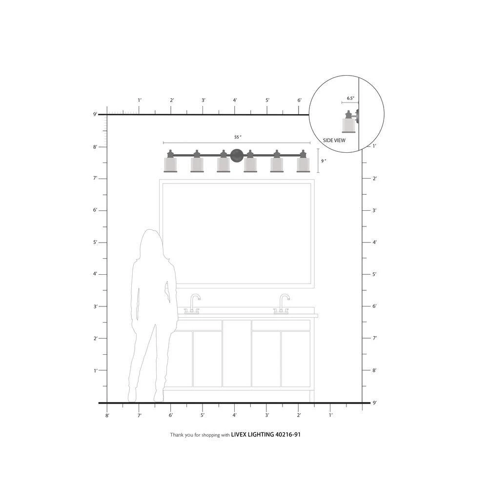 Middlebush 6 Light Brushed Nickel Vanity Sconce by Livex Lighting 4 Middlebush 6 Light Brushed Nickel Vanity Sconce by Livex Lighting - Image 4