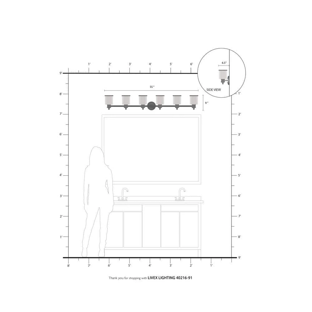 Middlebush 6 Light Brushed Nickel Vanity Sconce by Livex Lighting 5 Middlebush 6 Light Brushed Nickel Vanity Sconce by Livex Lighting - Image 5