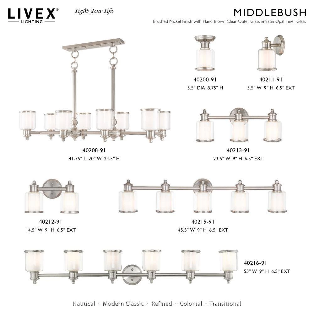 Middlebush 6 Light Brushed Nickel Vanity Sconce by Livex Lighting 12 Middlebush 6 Light Brushed Nickel Vanity Sconce by Livex Lighting - Image 12