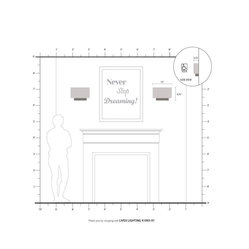 Clark 1 Light Brushed Nickel ADA Wall Sconce by Livex Lighting 6 Clark 1 Light Brushed Nickel ADA Wall Sconce by Livex Lighting - Image 6