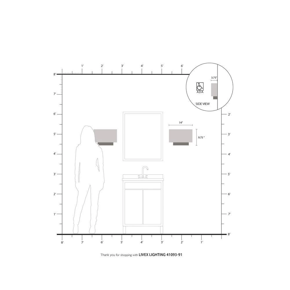 Clark 1 Light Brushed Nickel ADA Wall Sconce by Livex Lighting 7 Clark 1 Light Brushed Nickel ADA Wall Sconce by Livex Lighting - Image 7