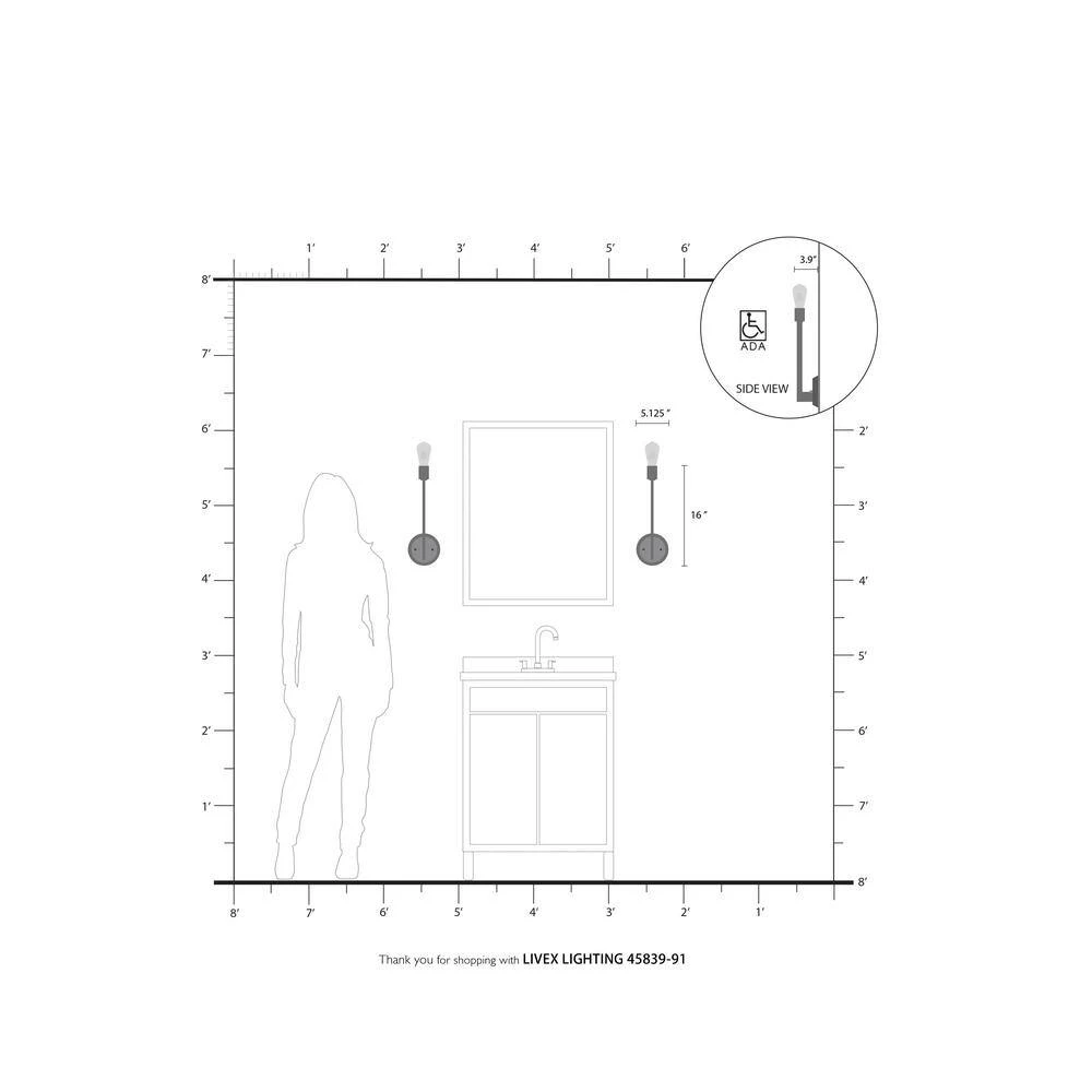Prague 1 Light Brushed Nickel Sconce by Livex Lighting 5 Prague 1 Light Brushed Nickel Sconce by Livex Lighting - Image 5