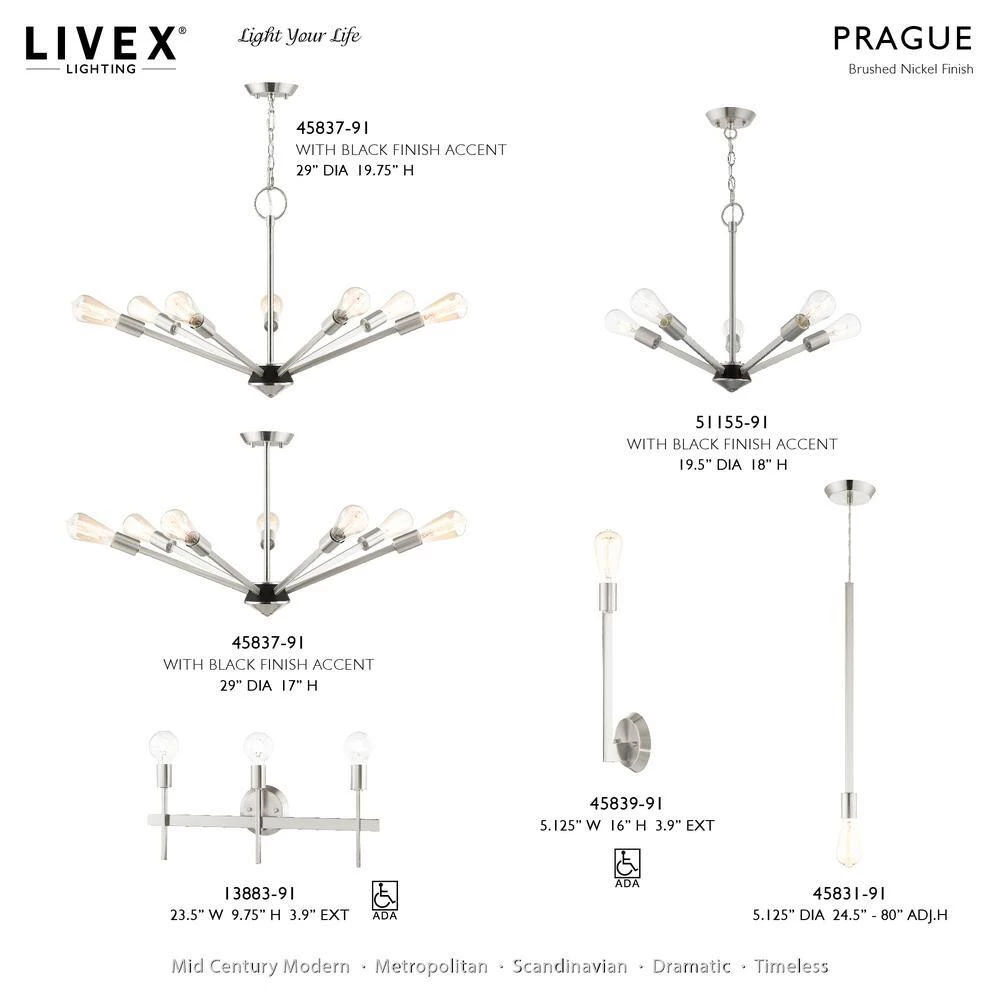Prague 1 Light Brushed Nickel Sconce by Livex Lighting 12 Prague 1 Light Brushed Nickel Sconce by Livex Lighting - Image 12