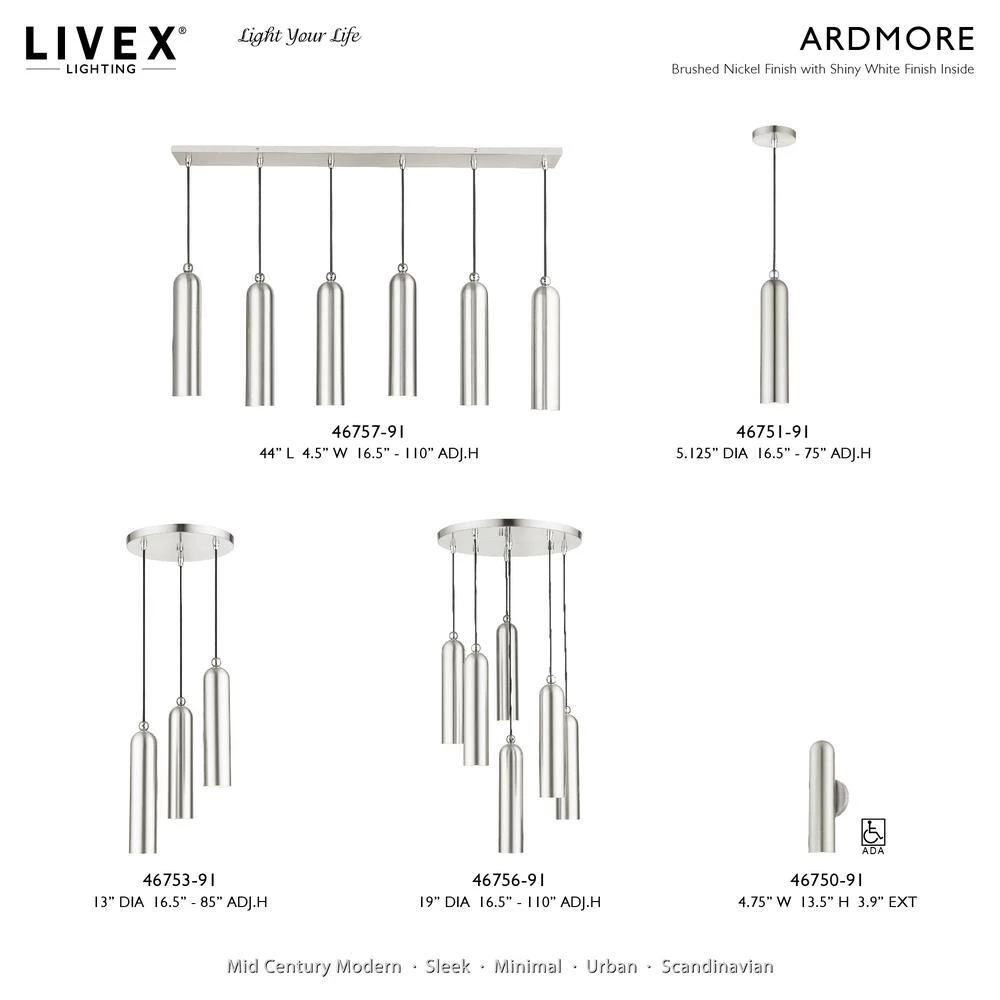 Ardmore 1 Light Brushed Nickel ADA Single Sconce by Livex Lighting 12 Ardmore 1 Light Brushed Nickel ADA Single Sconce by Livex Lighting - Image 12