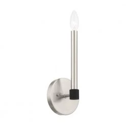 Karlstad 1 Light Brushed Nickel with Satin Brass Accents Sconce by Livex Lighting -Livex Lighting shop brushed nickel livex lighting vanity lighting 46881 91 1f 1000