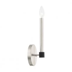 Karlstad 1 Light Brushed Nickel with Satin Brass Accents Sconce by Livex Lighting -Livex Lighting shop brushed nickel livex lighting vanity lighting 46881 91 44 1000