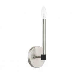 Karlstad 1 Light Brushed Nickel with Satin Brass Accents Sconce by Livex Lighting -Livex Lighting shop brushed nickel livex lighting vanity lighting 46881 91 c3 1000