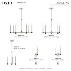 Karlstad 1 Light Brushed Nickel with Satin Brass Accents Sconce by Livex Lighting -Livex Lighting shop brushed nickel livex lighting vanity lighting 46881 91 d4 1000
