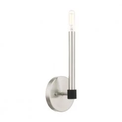 Karlstad 1 Light Brushed Nickel with Satin Brass Accents Sconce by Livex Lighting -Livex Lighting shop brushed nickel livex lighting vanity lighting 46881 91 fa 1000