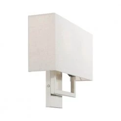 Pierson 16 in. 2-Light Brushed Nickel ADA Sconce with Oatmeal Color Fabric Shade by Livex Lighting -Livex Lighting shop brushed nickel livex lighting vanity lighting 50995 91 1f 1000