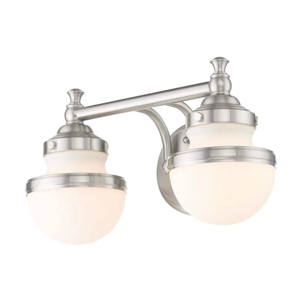 Oldwick 2 Light Brushed Nickel Bath Vanity by Livex Lighting 8 Oldwick 2 Light Brushed Nickel Bath Vanity by Livex Lighting - Image 8