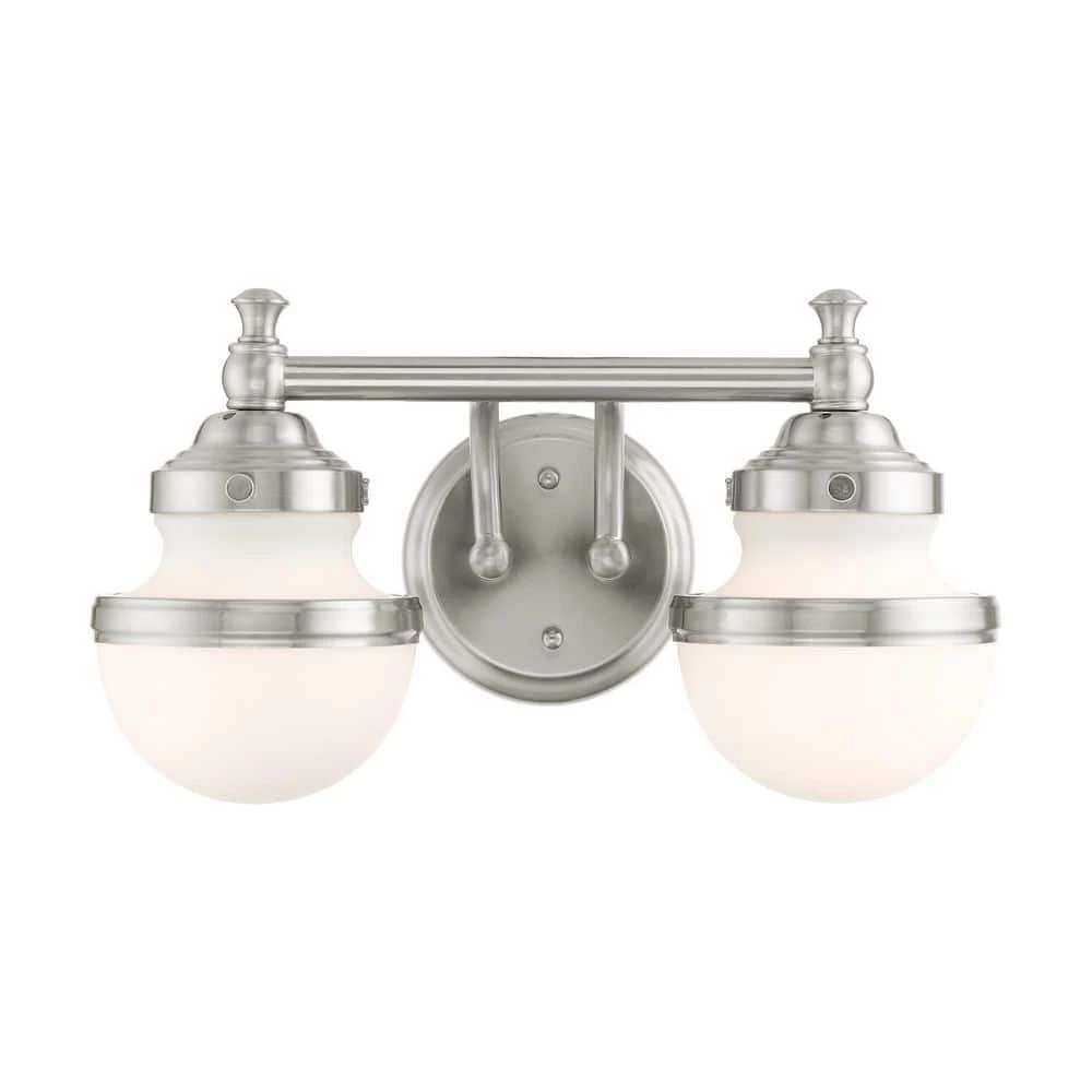 Oldwick 2 Light Brushed Nickel Bath Vanity by Livex Lighting 1 Oldwick 2 Light Brushed Nickel Bath Vanity by Livex Lighting