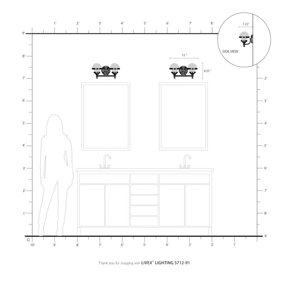 Oldwick 2 Light Brushed Nickel Bath Vanity by Livex Lighting 4 Oldwick 2 Light Brushed Nickel Bath Vanity by Livex Lighting - Image 4