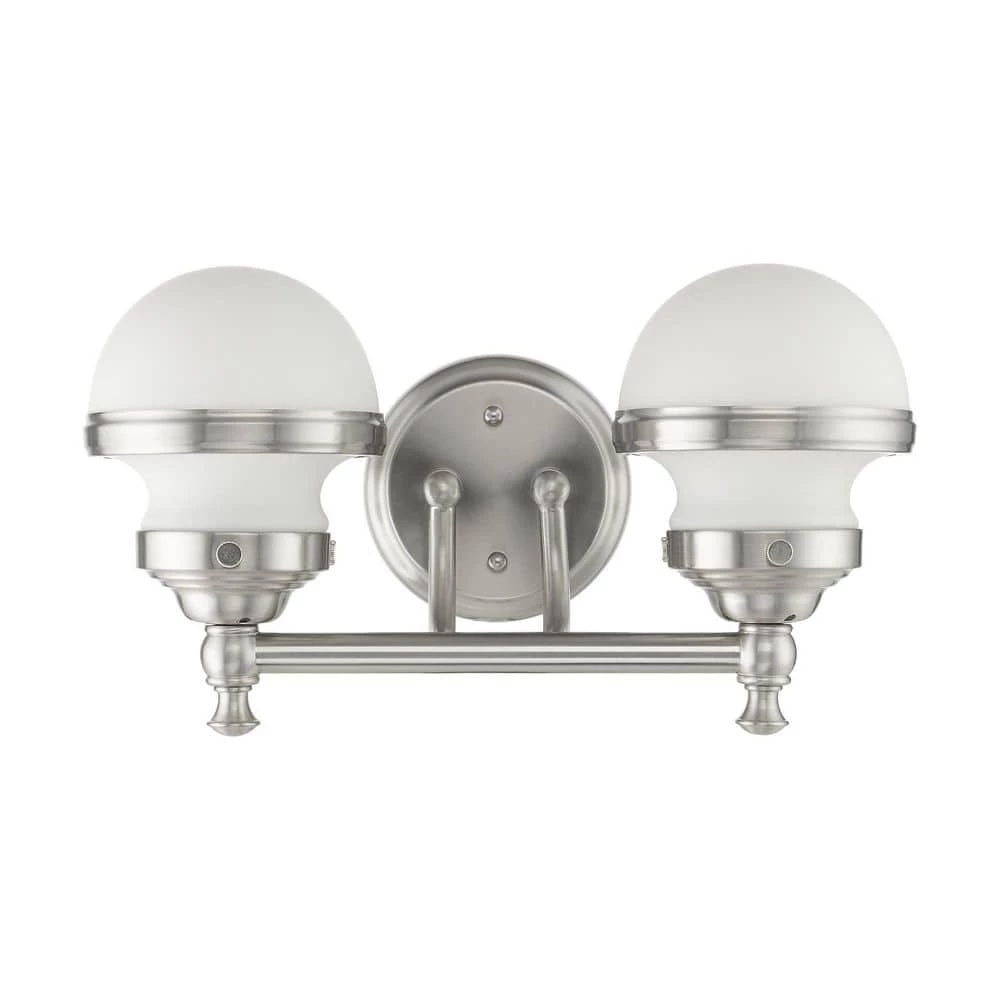Oldwick 2 Light Brushed Nickel Bath Vanity by Livex Lighting 6 Oldwick 2 Light Brushed Nickel Bath Vanity by Livex Lighting - Image 6
