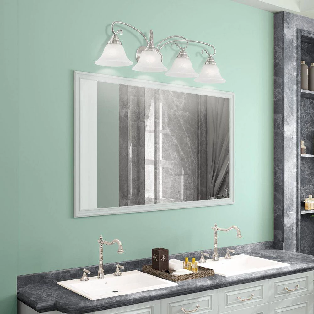 Coronado 4 Light Brushed Nickel Bath Vanity Light by Livex Lighting 3 Coronado 4 Light Brushed Nickel Bath Vanity Light by Livex Lighting - Image 3