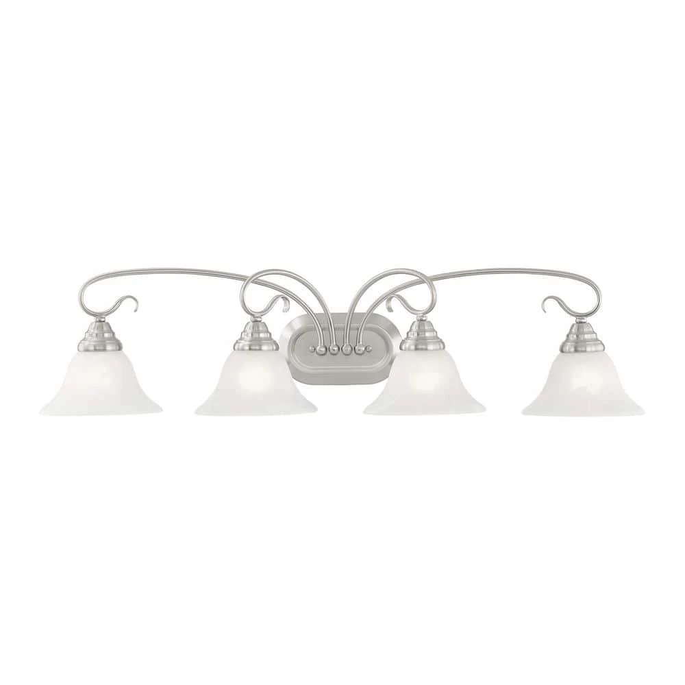 Coronado 4 Light Brushed Nickel Bath Vanity Light by Livex Lighting 1 Coronado 4 Light Brushed Nickel Bath Vanity Light by Livex Lighting