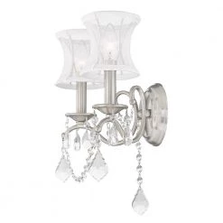 Newcastle 2 Light Brushed Nickel Wall Sconce by Livex Lighting -Livex Lighting shop brushed nickel livex lighting vanity lighting 6302 91 76 1000