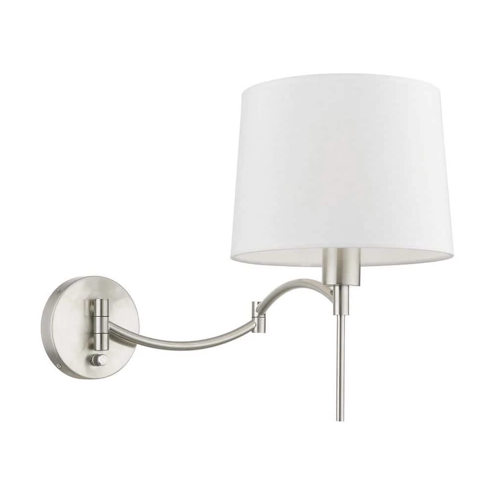 Brushed Nickel Hardwired/Plug-In Swing Arm Wall Lamp by Livex Lighting 6 Brushed Nickel Hardwired/Plug-In Swing Arm Wall Lamp by Livex Lighting - Image 6