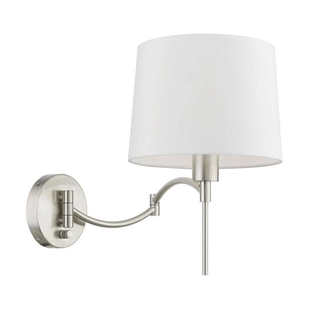 Brushed Nickel Hardwired/Plug-In Swing Arm Wall Lamp by Livex Lighting 7 Brushed Nickel Hardwired/Plug-In Swing Arm Wall Lamp by Livex Lighting - Image 7