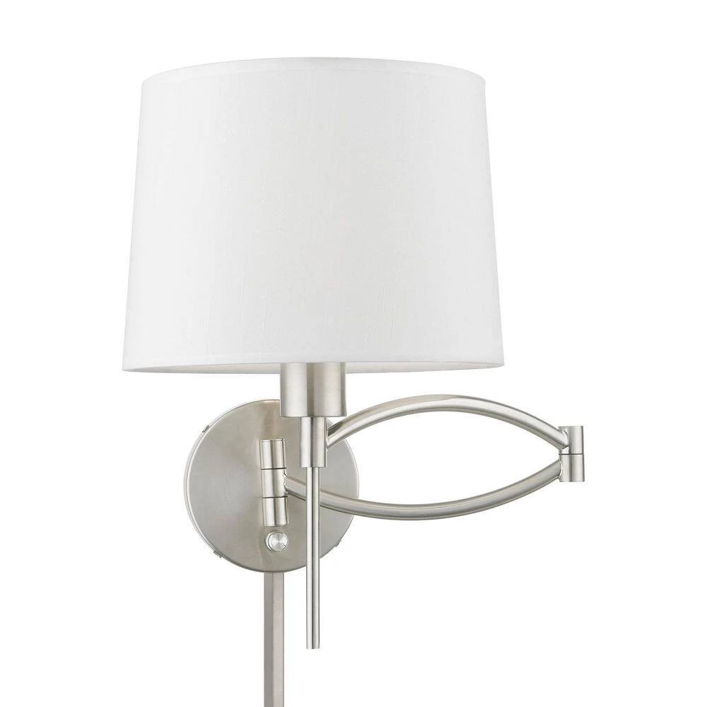 Brushed Nickel Hardwired/Plug-In Swing Arm Wall Lamp by Livex Lighting 5 Brushed Nickel Hardwired/Plug-In Swing Arm Wall Lamp by Livex Lighting - Image 5
