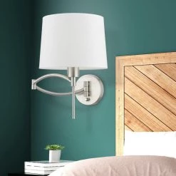 Brushed Nickel Hardwired/Plug-In Swing Arm Wall Lamp by Livex Lighting 12 Brushed Nickel Hardwired/Plug-In Swing Arm Wall Lamp by Livex Lighting -Livex Lighting shop brushed nickel livex lighting wall lamps 40044 91 66 1000