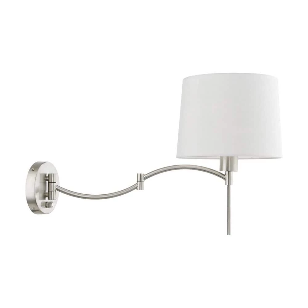 Brushed Nickel Hardwired/Plug-In Swing Arm Wall Lamp by Livex Lighting 8 Brushed Nickel Hardwired/Plug-In Swing Arm Wall Lamp by Livex Lighting - Image 8