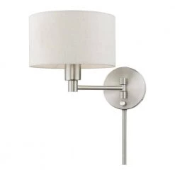 Brushed Nickel Hardwired/Plug-In Swing Arm Wall Lamp with 1-Light by Livex Lighting 15 Brushed Nickel Hardwired/Plug-In Swing Arm Wall Lamp with 1-Light by Livex Lighting -Livex Lighting shop brushed nickel livex lighting wall lamps 40940 91 44 1000