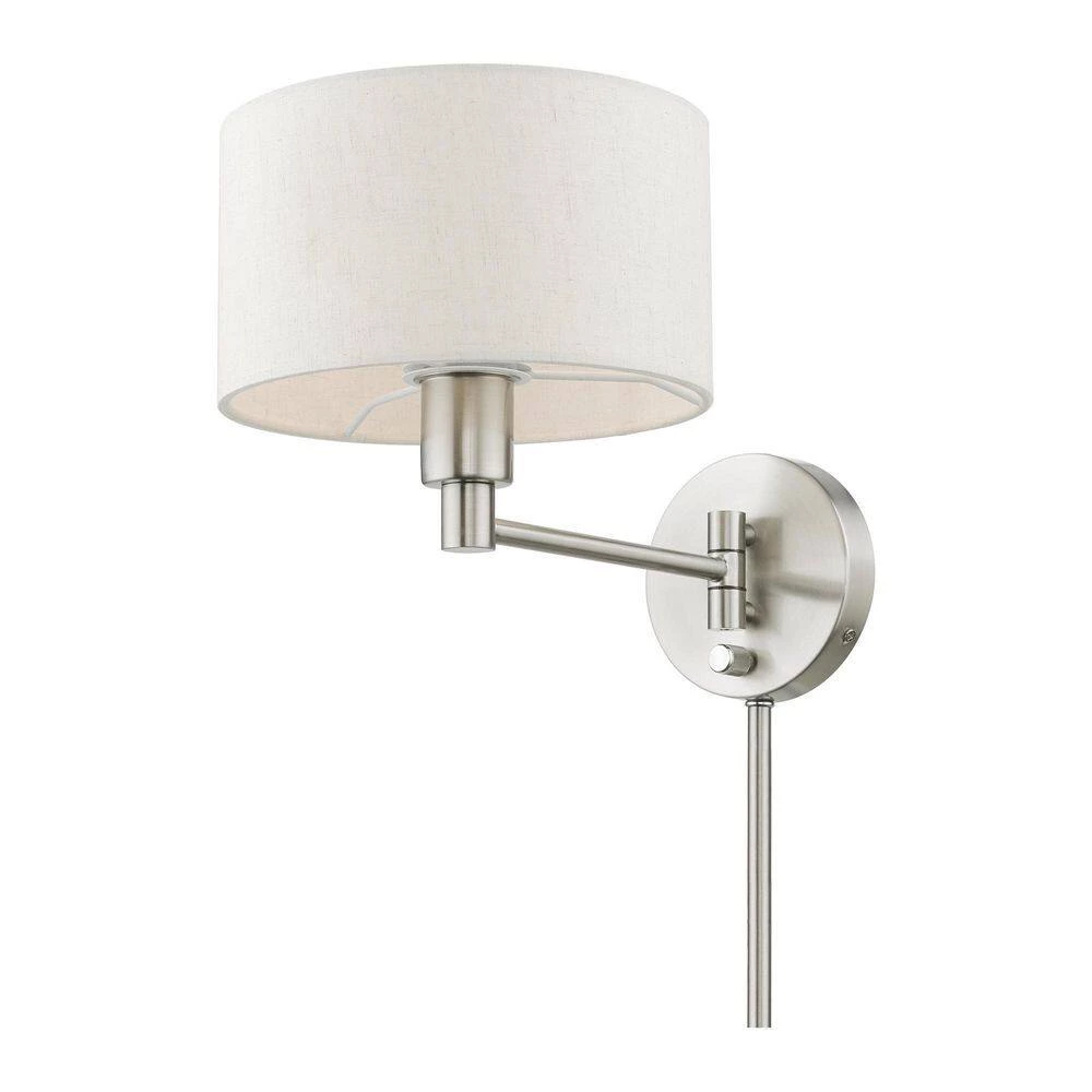 Brushed Nickel Hardwired/Plug-In Swing Arm Wall Lamp with 1-Light by Livex Lighting 5 Brushed Nickel Hardwired/Plug-In Swing Arm Wall Lamp with 1-Light by Livex Lighting - Image 5