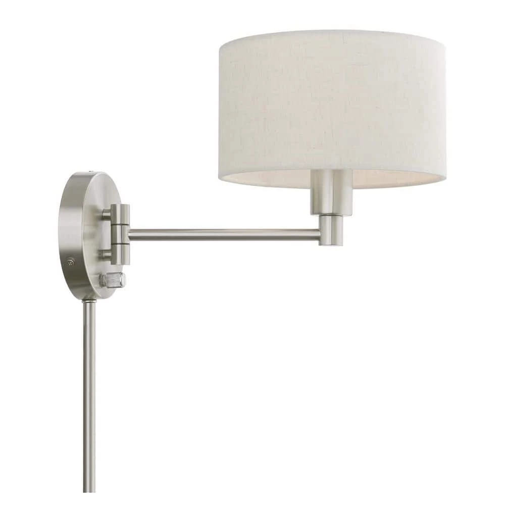 Brushed Nickel Hardwired/Plug-In Swing Arm Wall Lamp with 1-Light by Livex Lighting 9 Brushed Nickel Hardwired/Plug-In Swing Arm Wall Lamp with 1-Light by Livex Lighting - Image 9