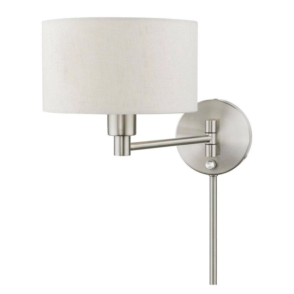 Brushed Nickel Hardwired/Plug-In Swing Arm Wall Lamp with 1-Light by Livex Lighting 8 Brushed Nickel Hardwired/Plug-In Swing Arm Wall Lamp with 1-Light by Livex Lighting - Image 8