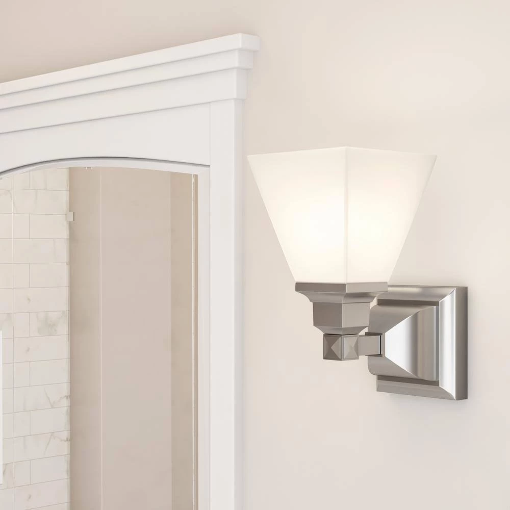 Mission 1 Light Brushed Nickel Wall Sconce by Livex Lighting 4 Mission 1 Light Brushed Nickel Wall Sconce by Livex Lighting - Image 4